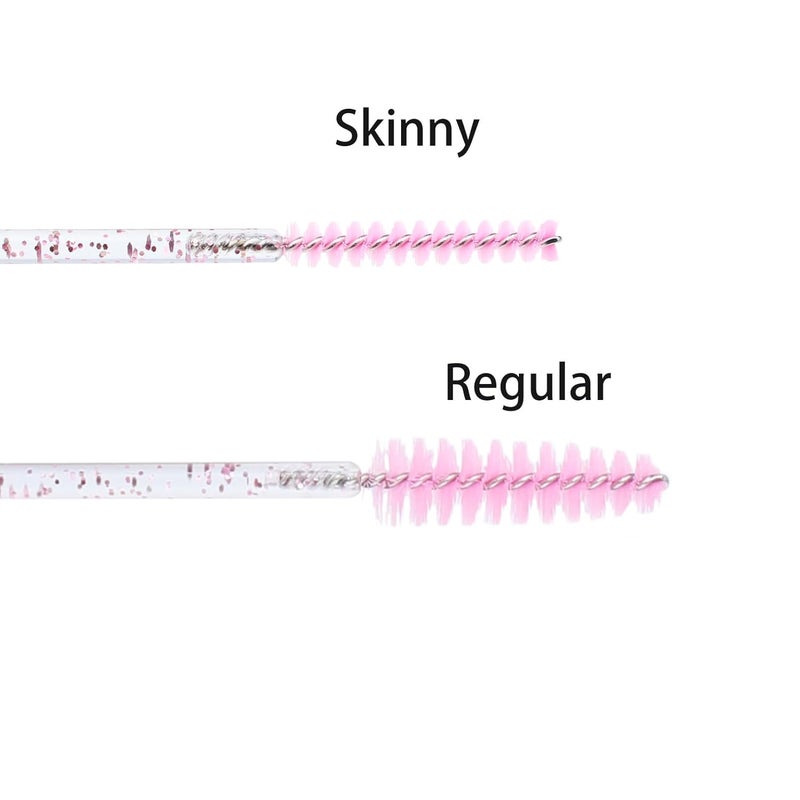 SenRocc Mini Disposable Skinny Mascara Wands 50pcs Micro Eyelash Brush Small Pink Makeup Brush Applicators Eyebrow Spoolies (Skinny-C-Pink-50) - Image 2